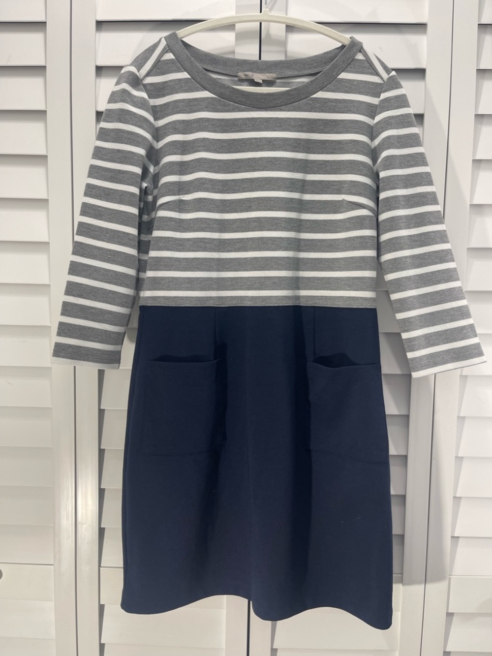 Gap Striped Grey & Navy Pocket Knit Dress Size M